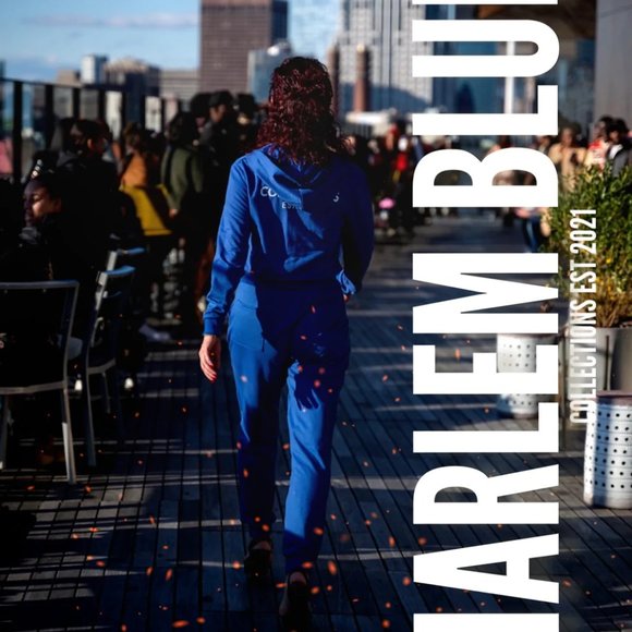 Blue Juicy Reflective Letter Print Drawstring Pocket Hoodie & Sweatpants Set - Picture 4 of 8